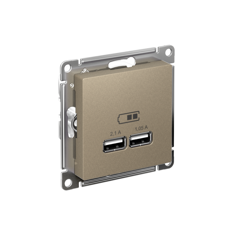 Розетка USB AtlasDesign тип A+A 5В 1х2.1А 2х1.05А механизм шампань SE ATN000533