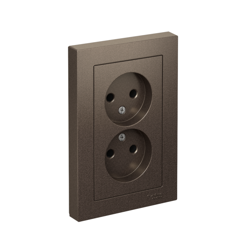 Розетка 2-м СП AtlasDesign 16А IP20 без заземл. в сборе мокко SE ATN000620