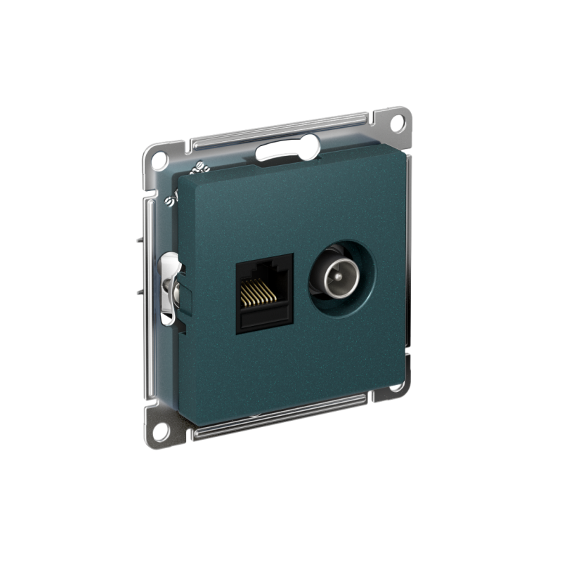 Розетка компьютерная + телевизионная 2-м СП AtlasDesign RJ45 кат.5E + TV механизм изумруд SE ATN000889