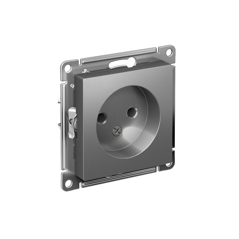 Розетка 1-м СП AtlasDesign 16А IP20 без заземл. без защ. шторок механизм сталь SE ATN000941