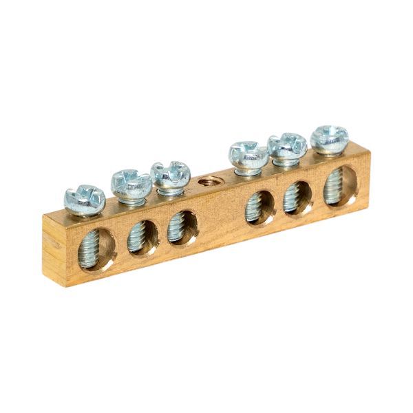 Шина PEN "ноль-земля" 6х9 6 отвер. латунь крепеж по центру розн. стикер PROxima EKF sn0-63-06-r