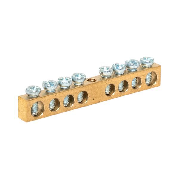 Шина PEN "ноль-земля" 6х9 8 отвер. латунь крепеж по центру розн. стикер PROxima EKF sn0-63-08-r