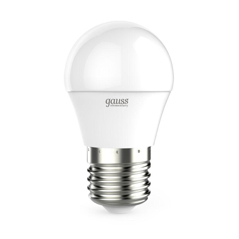 Лампа светодиодная Elementary 10Вт P45 шар 4100К нейтр. бел. E27 730лм GAUSS 53220