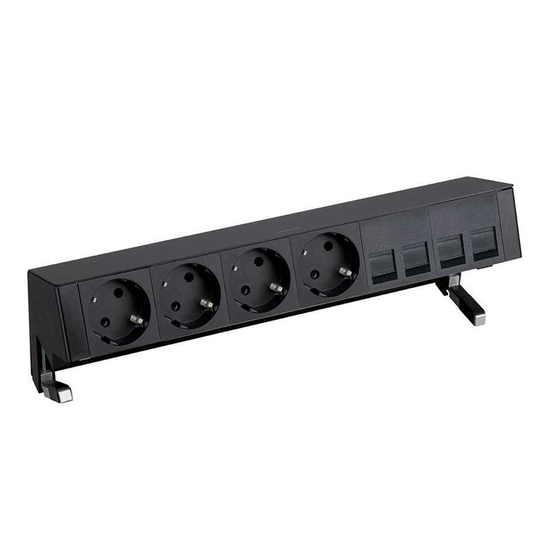 Блок розеточный настольный Simon 400 4х2P+E адаптер для 4хRJ45 моноблок черн. Simon 42604040-138