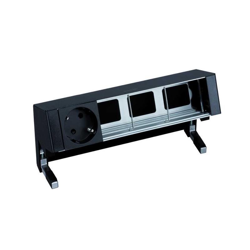 Блок розеточный настольный 1х2P+E 3 пустых мод. черн. Simon 400 42401000-138