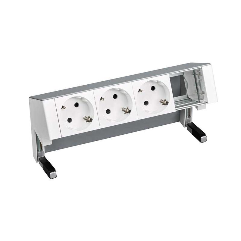 Блок розеточный настольный 3х2P+E 1 пустой мод. алюм. Simon 400 42403000-133