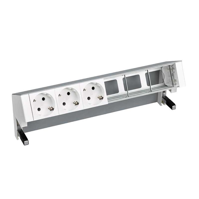 Блок розеточный настольный 3х2P+E 3 пустых мод. алюм. Simon 400 42603000-133