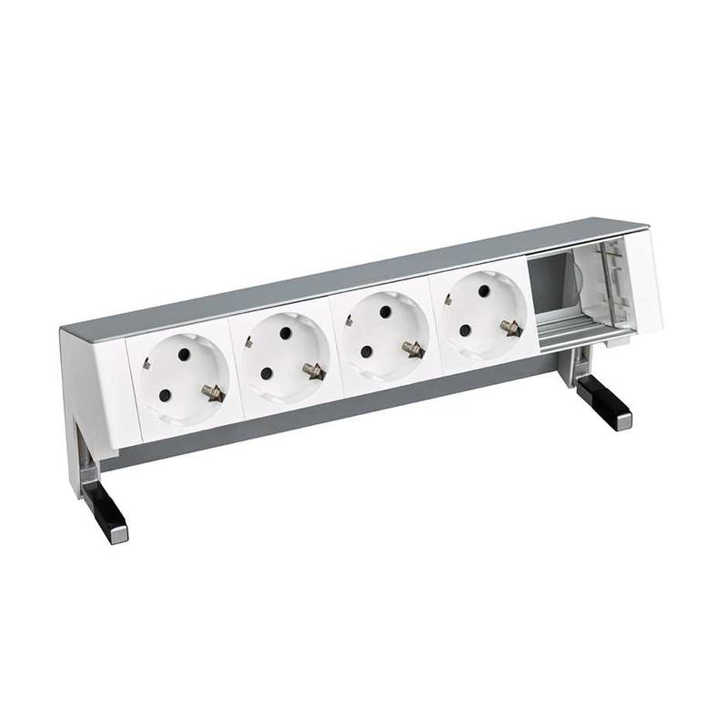 Блок розеточный настольный 4х2P+E 1 пустой мод. алюм. Simon 400 42504000-133