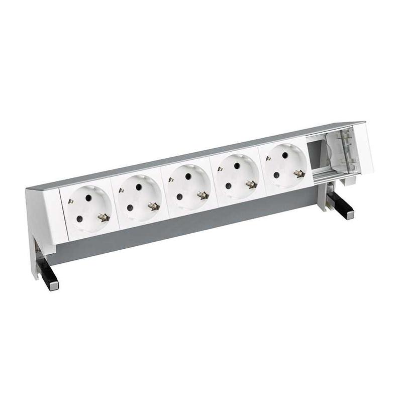 Блок розеточный настольный 5х2P+E 1 пустой мод. алюм. Simon 400 42605000-133