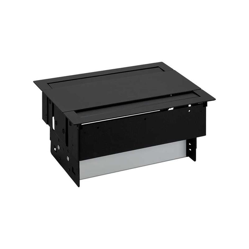 Блок розеточный врезной с крышкой двухсторон. и мет. вводом 6х2P+E 2 пустых мод. черн. Simon 400 47403000-138