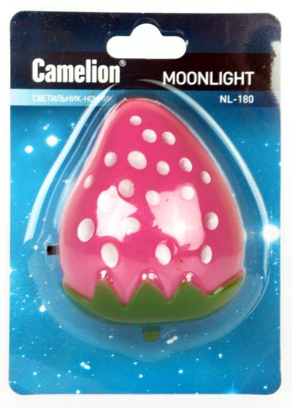 Светильник светодиодный NL-180 "Клубника" 220В ночник с выкл. розов. Camelion 12536