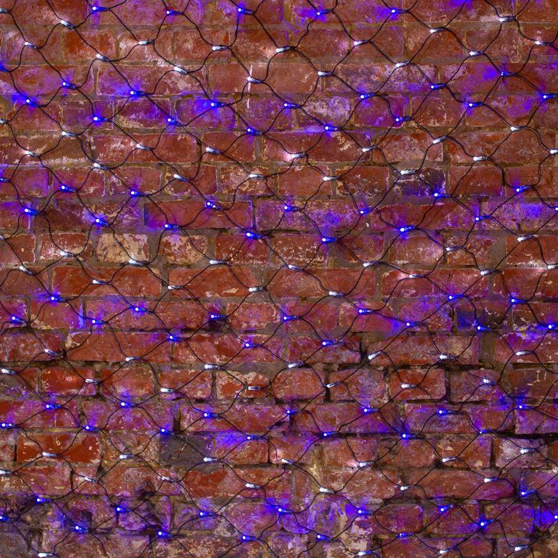 Гирлянда светодиодная "Сеть" 2х1.5м 288LED бел./син. 24Вт 220-240В IP65 с контроллером 8 режимов провод ПВХ черн. Neon-Night 215-022