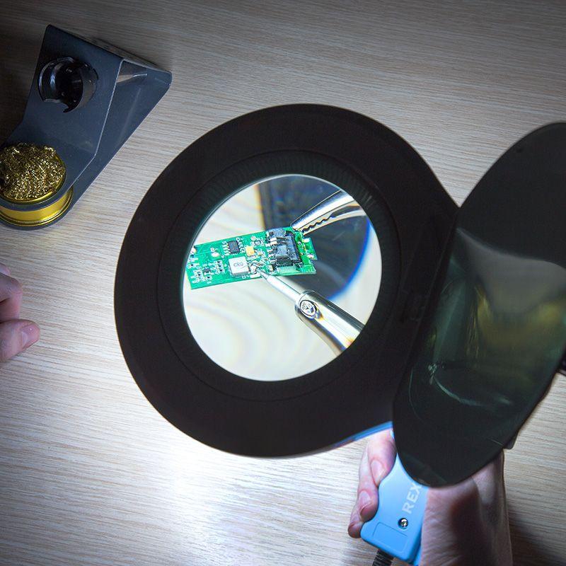 Лупа на струбцине круглая 5D с подсветкой 56 SMD LED d127мм черн. Rexant 31-0406