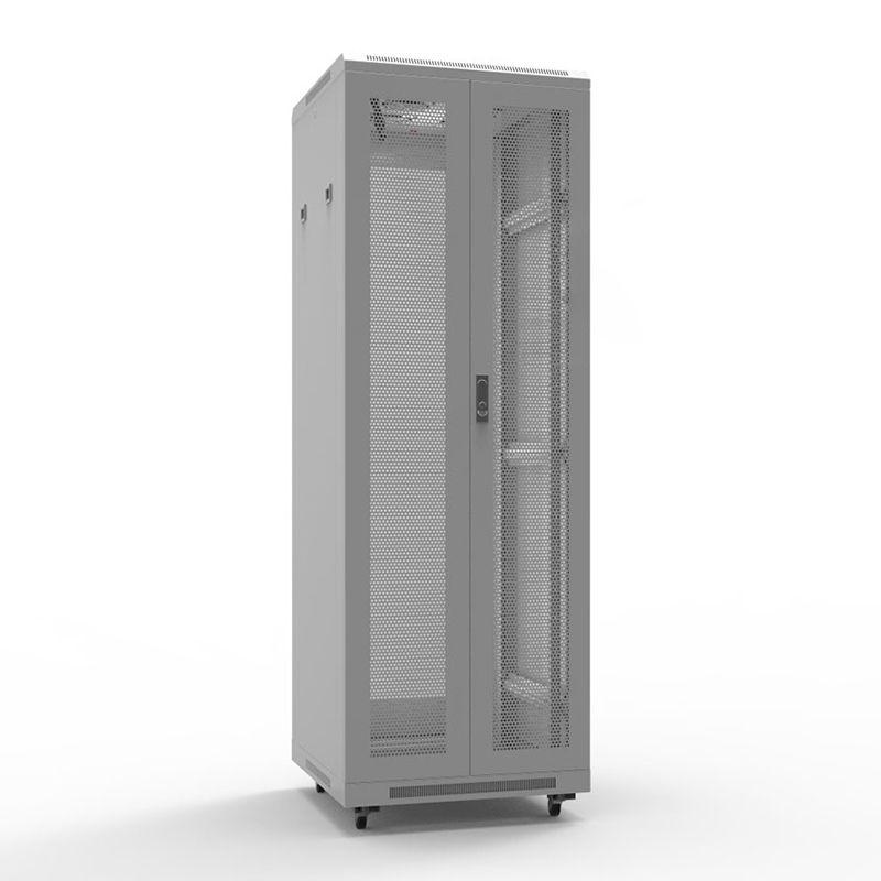 Шкаф телекоммуникационный напольный 19дюйм 42U 600х600мм передняя и задняя распашные перфорир. двери разборный сер. RAL7035 Rexant 04-2360