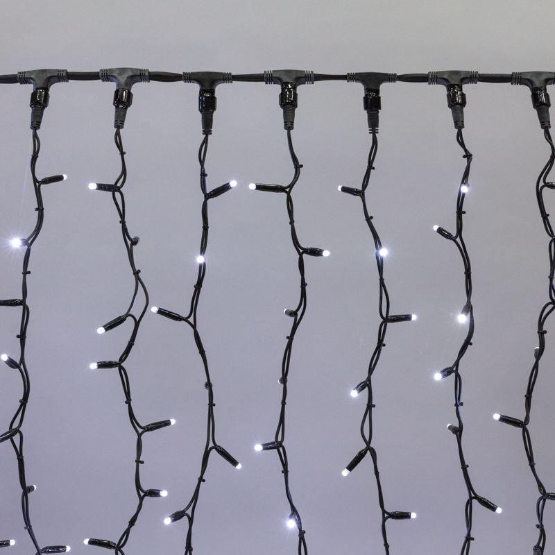 Гирлянда светодиодная "Светодиодный Дождь" 2х3м 760LED бел. 45Вт 230В IP67 постоян. свечение провод каучук черн. Neon-Night 237-145