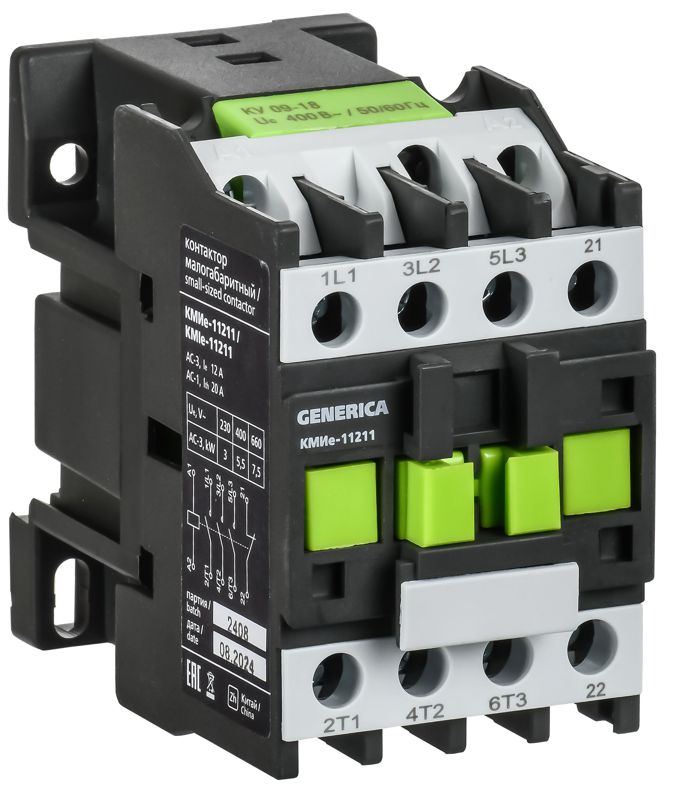 Контактор КМИе-11211 12А 230В/АС3 1НЗ GENERICA KKME11-012-230-01
