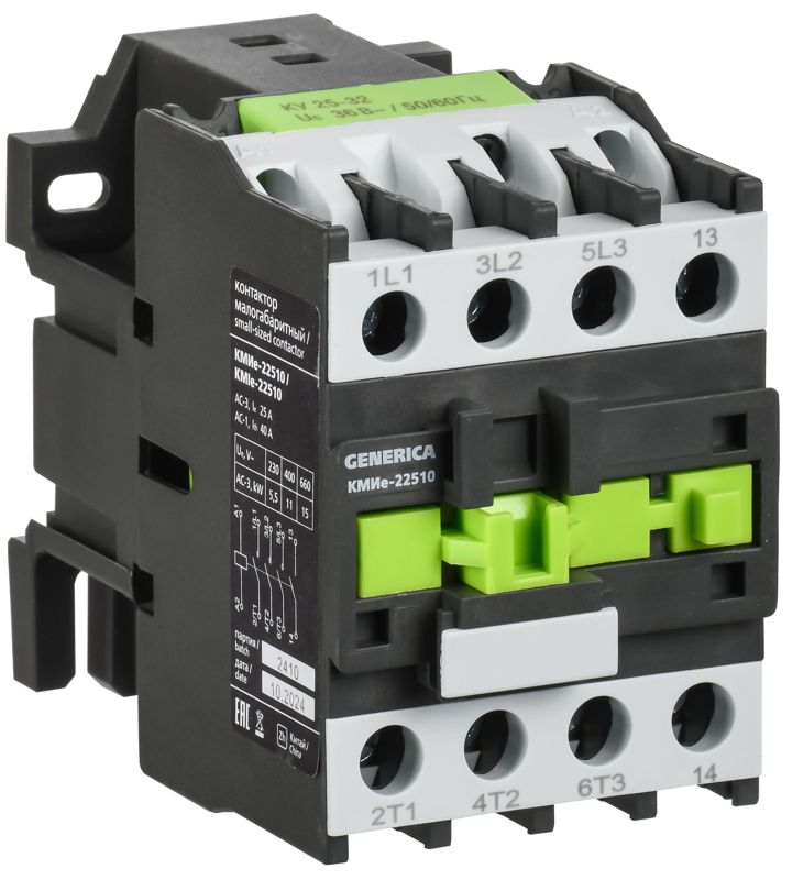 Контактор КМИе-22510 25А 400В/АС3 1НО GENERICA KKME21-025-400-10