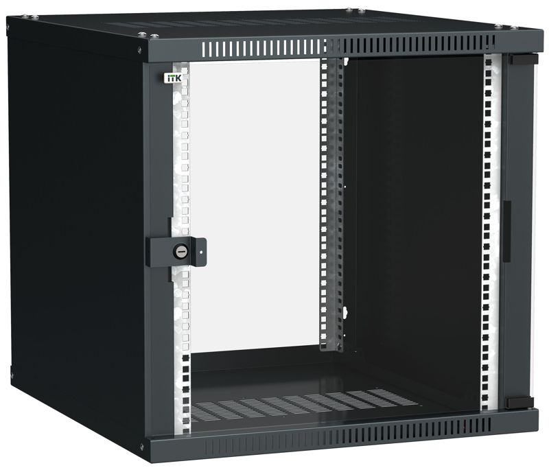 Шкаф LINEA WE 9U 600x650мм дверь стекло черн. ITK LWE5-09U67-GF