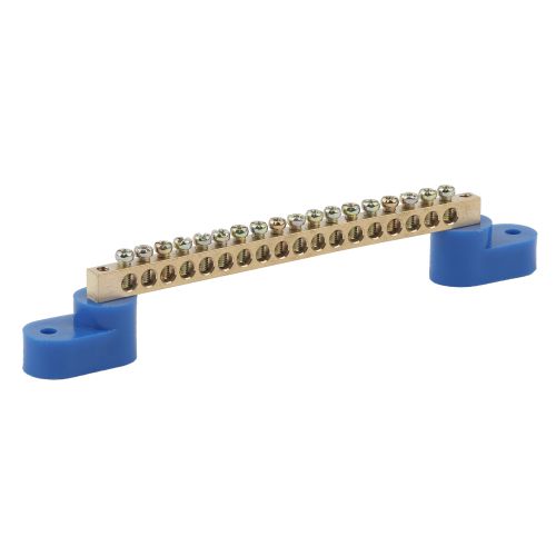 Шина N "ноль" на двух угловых изоляторах ШНИ-6х9-18-У2 NO-222-61 син. (уп.10шт) Эра Б0033379