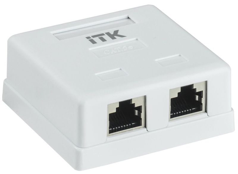 Розетка компьютерная 2-м ОП RJ45 кат.5E FTP ITK CS2-1C5EF-22