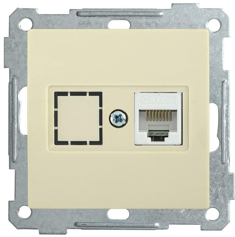 Розетка компьютерная СП Bolero РК10-1-Б RJ45 кат.5E механизм крем. IEK EKB15-01-K33