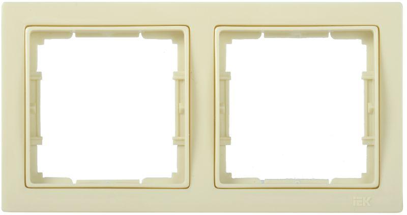 Рамка 2-м BOLERO Q1 РУ-2-БК квадрат. крем. IEK EMB22-K33-Q1