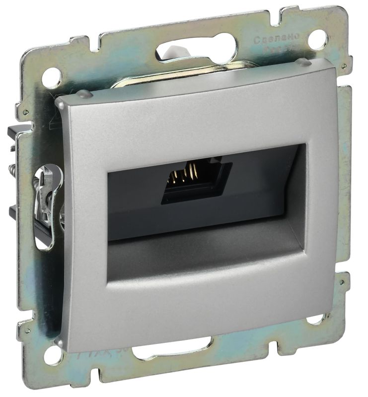 Розетка компьютерная 1-м СП Valena RJ45 кат.5E UTP на захватах механизм алюм. IEK 770230