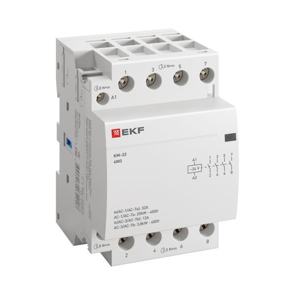 Контактор модульный 4NО 3мод. 24В AC КМ 32А PROxima EKF km-3-32-40-24v