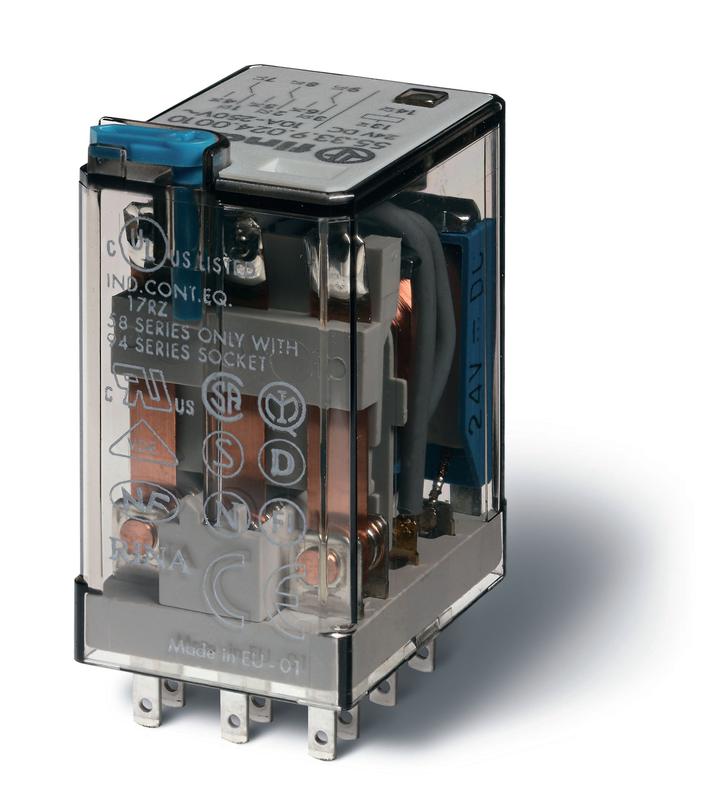 Реле миниатюрное универсальное электромеханич. монтаж в розетку 3CO 10А AgNi + Au 24В DC RTI FINDER 553390245000