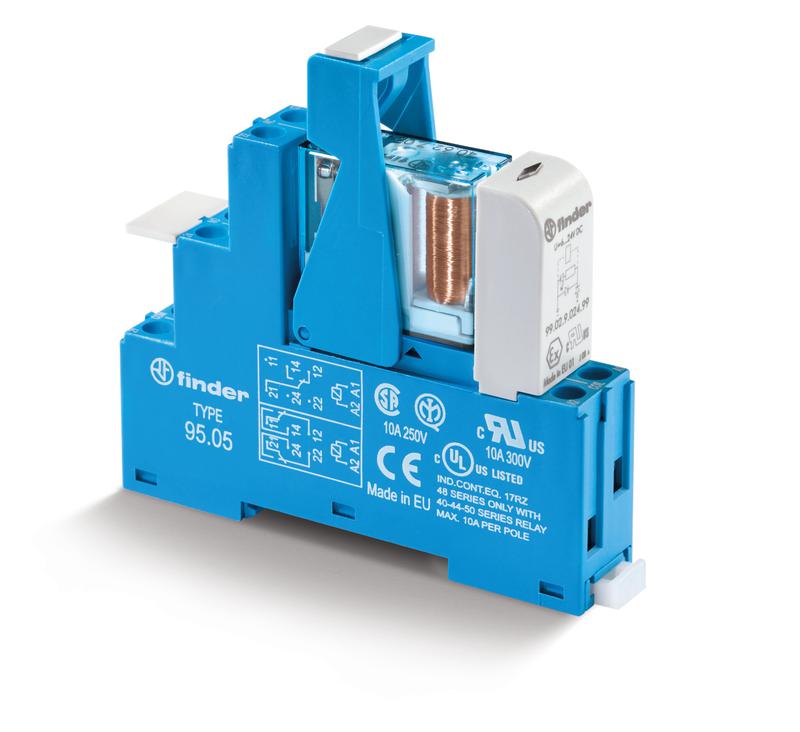 Модуль интерфейсный (сборка 40.62.7.012.0000 + 99.02.9.024.99 + 95.05SPA) электромеханич. реле 2CO 10А AgNi 12В DC (чувствит.) IP20 винт. клеммы пластик. клипса LED + диод FINDER 486270120050SPA