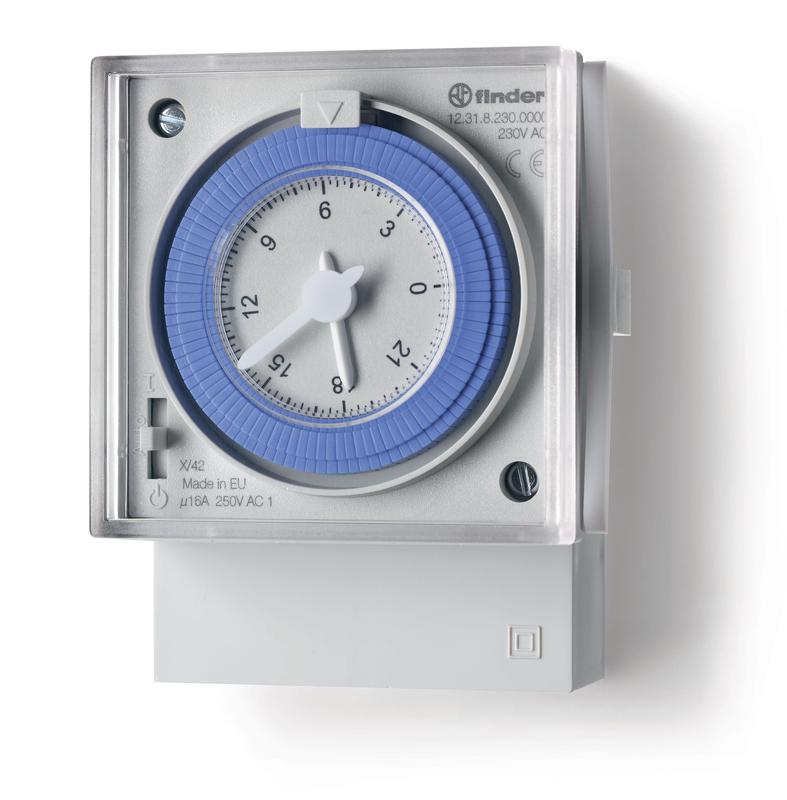 Реле времени механическое суточное 16А 120...230В AC 1CO монтаж на панель резервн. источник питания IP20 FINDER 123182300000PAS