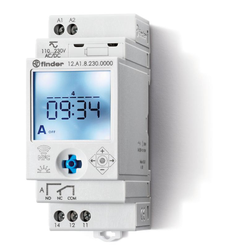 Реле времени цифровое недельное ASTRO 16А 110…230В AC/DC 1CO IP20 монтаж на рейку 35мм NFC FINDER 12A182300000