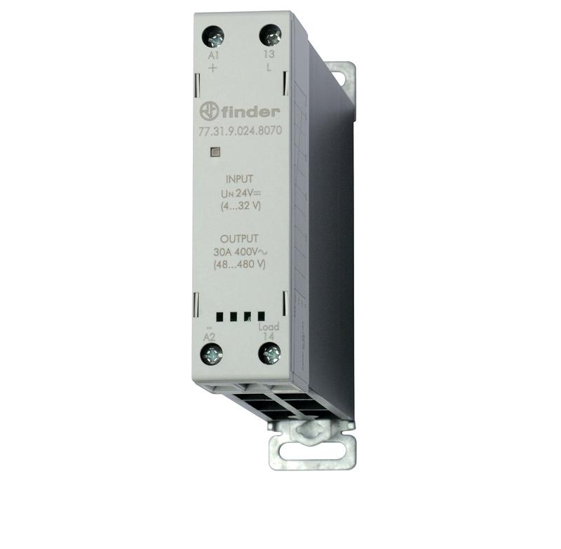 Реле модульное твердотельное выход 30А (60…440В AC) 230В AC функция "Произвольн. включ." 22.5мм клем. контактор IP20 FINDER 773182308071