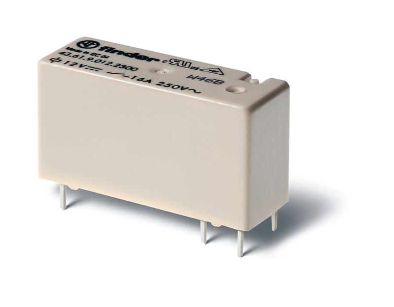 Реле низкопрофильное миниатюрное электромеханич. монтаж на печатную плату выводы с шагом 5мм 1NO 16А AgSnO2 24В DC RTII FINDER 436190244300