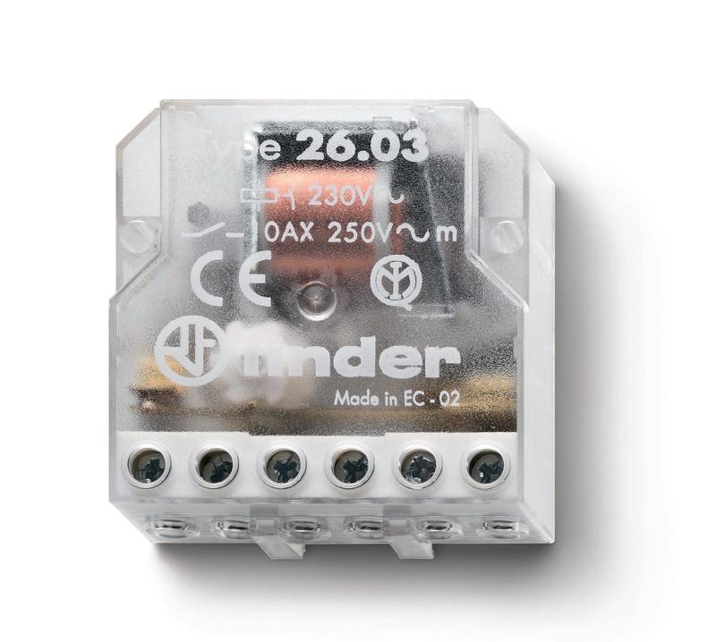 Реле шаговое электромеханич. 1NO + 1NC 10А 2 состояния AgNi 12В AC монтаж в коробке IP20 FINDER 260380120000