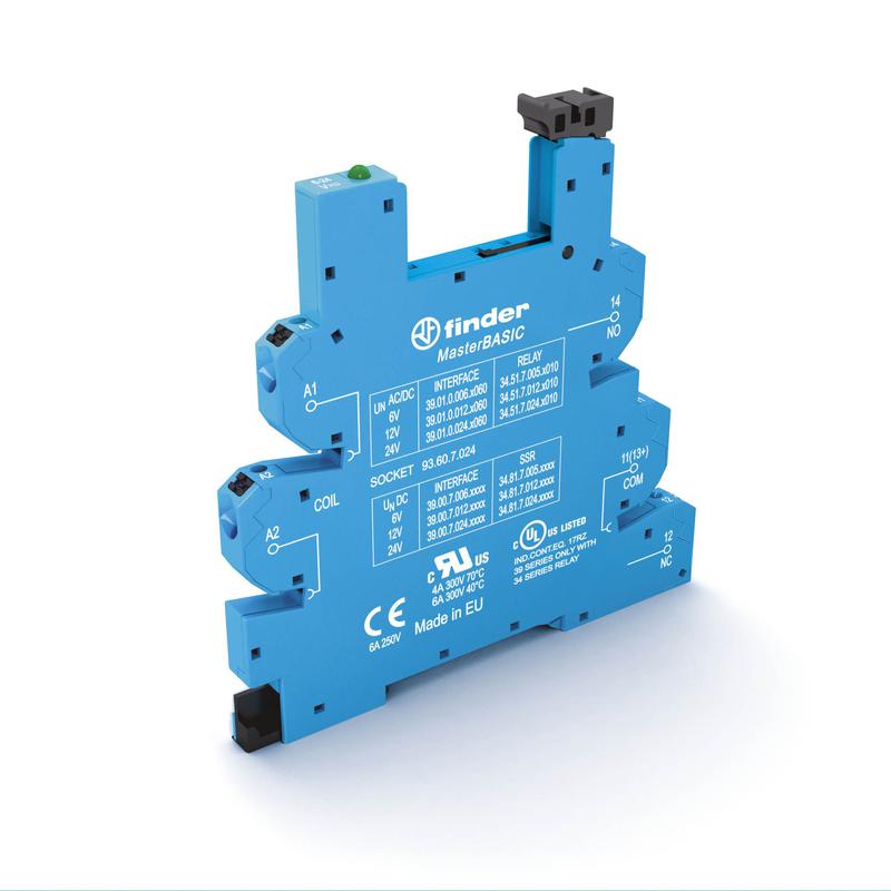 Розетка MasterBASIC с безвинт. клеммами Push-in для реле 34 серии 125В AC/DC в комплекте пластик. клипса опции: LED FINDER 93600125