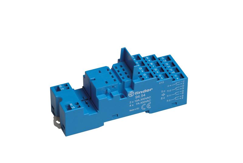 Розетка с безвинт. клеммами (пружинный зажим) для реле 55.32 55.34 таймера 85.02 85.04 модули 99.02 в комплекте металлич. клипса 094.71 для ЖД-транспорта FINDER 94547SMA