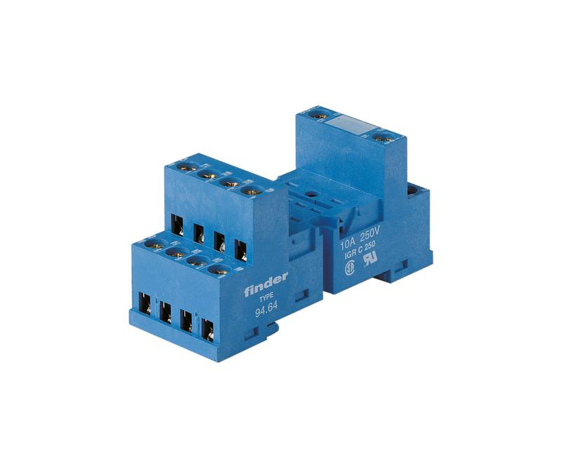 Розетка с винт. клеммами (с зажимной клетью) для реле 55.32 55.34 таймера 85.02 85.04 в комплекте металлич. клипса 094.51 син. FINDER 9464SMA