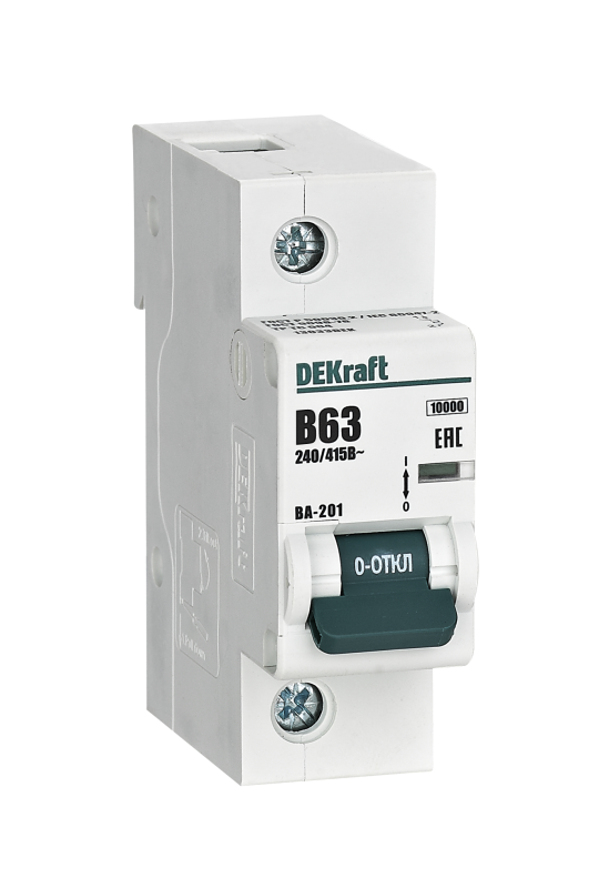 Выключатель автоматический 1п B 63А 10кА ВА-201 DEKraft 13033DEK