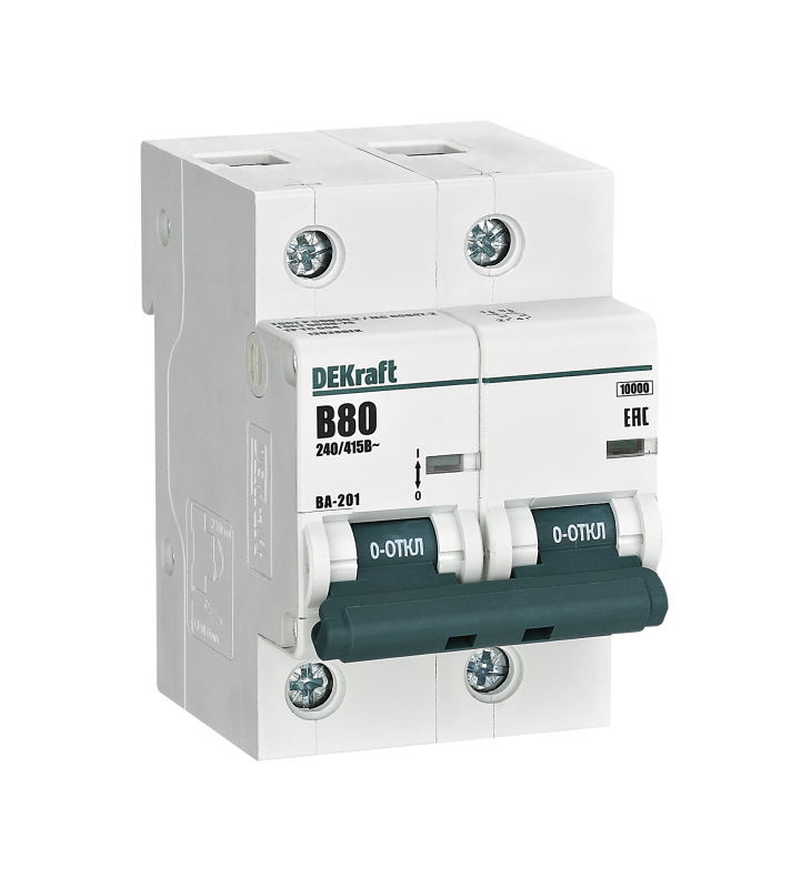 Выключатель автоматический 2п B 80А 10кА ВА-201 DEKraft 13038DEK