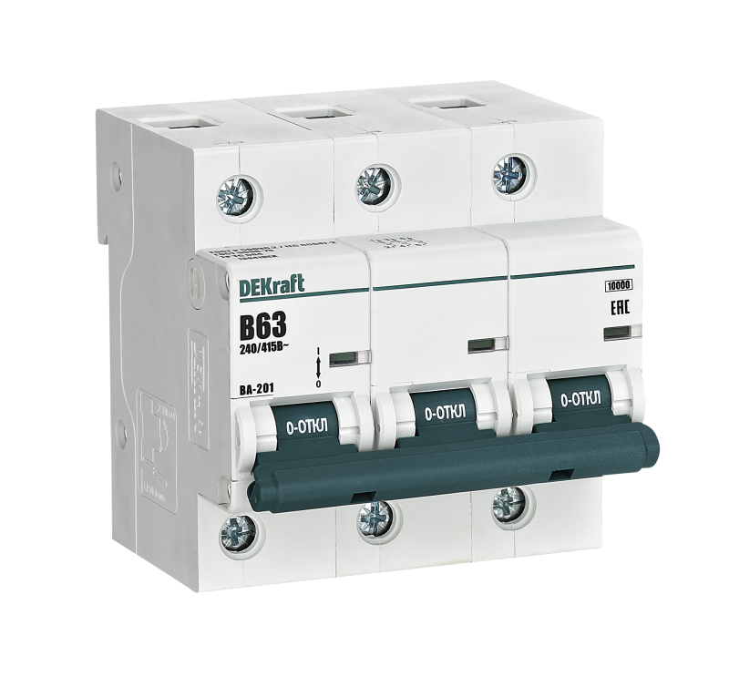 Выключатель автоматический 3п B 63А 10кА ВА-201 DEKraft 13041DEK