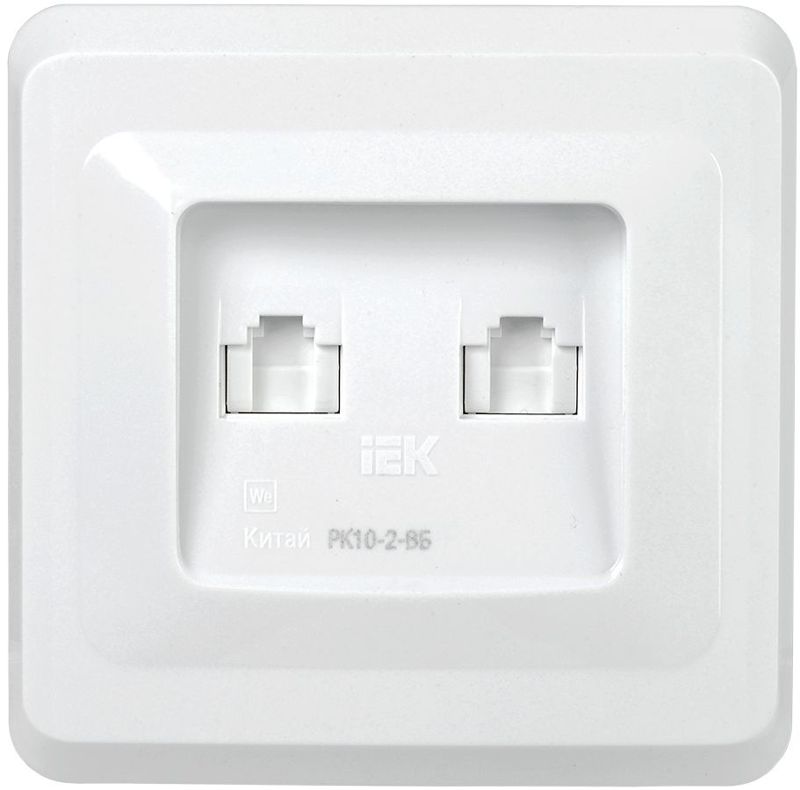 Розетка компьютерная 2-м Вега RJ45 кат.5E РК10-2-ВБ бел. GENERICA EKV25-K01-DM