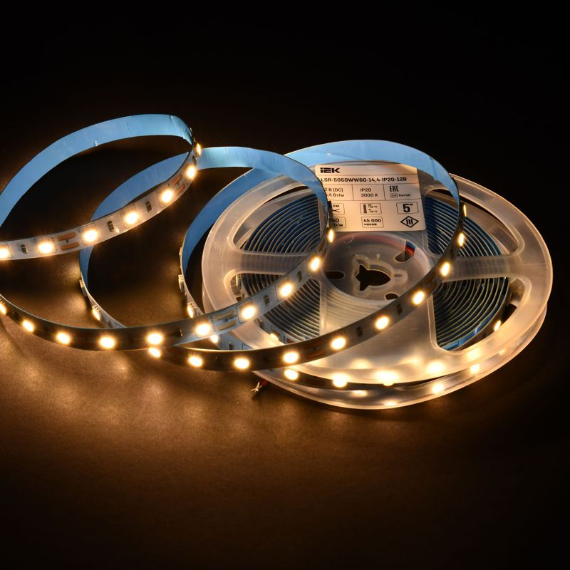 Лента светодиодная LED LSR-5050WW60-14.4-IP20-12В (уп.5м) IEK LSR2-1-060-20-3-05