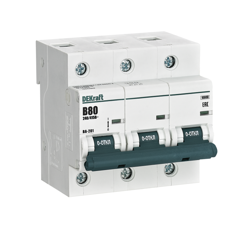 Выключатель автоматический 3п B 80А 10кА ВА-201 DEKraft 13042DEK
