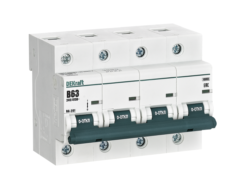 Выключатель автоматический 4п B 63А 10кА ВА-201 DEKraft 13045DEK