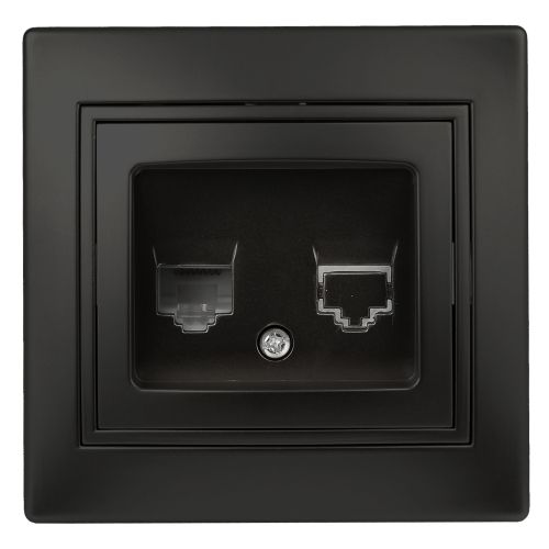 Розетка телефонная 1-м СП Plano 1-302-05 RJ11 IP20 антрацит Intro Б0044574