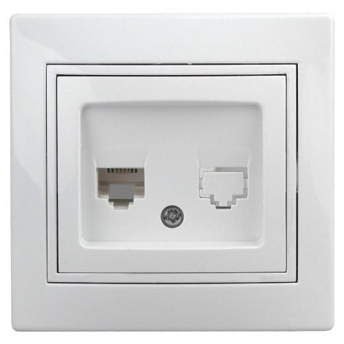 Розетка компьютерная 1-м СП Plano 1-303-01 RJ45 IP20 бел. Intro Б0027621