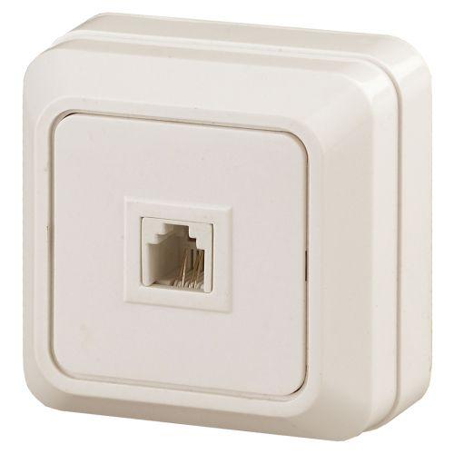 Розетка телефонная 1-м ОП Quadro 2-302-02 RJ11 IP20 сл. кость Intro Б0027662