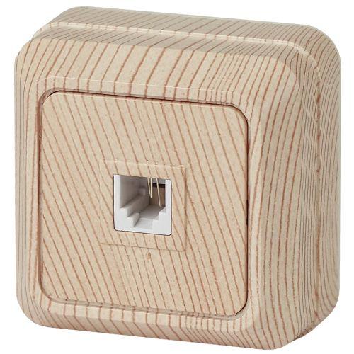 Розетка телефонная 1-м ОП Quadro 2-302-11 RJ11 IP20 сосна Intro Б0027663