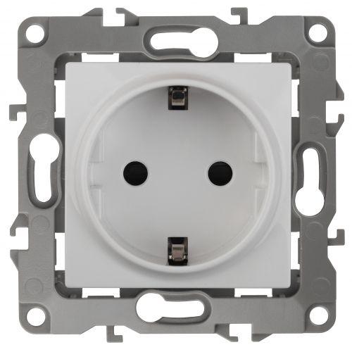 Розетка 1-м СП Эра12 12-2002-01 16А IP20 250В 2P+E Schuko защ. шторки механизм бел. Эра Б0036440